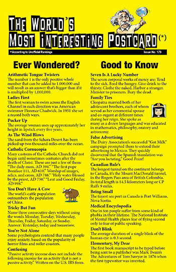 Dean Jackson's - The World's Most Interesting Postcard - Issue 179