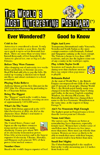 Dean Jackson's - The World's Most Interesting Postcard - Issue 181