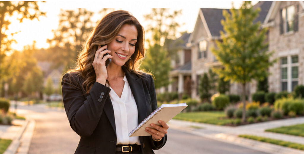 Real estate agent having a helpful conversation with homeowners in a slower market